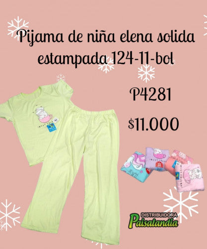 Pijama niña elena solida estampada 124-11-bol