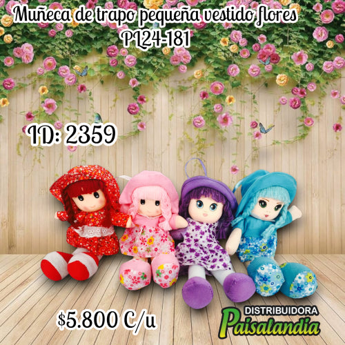 Muñeca de trapo pequeña vestido flores (UND)