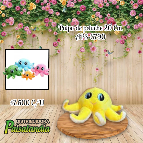 Peluche pulpo 20 cm colores surtidos AP3-6790 (UND)