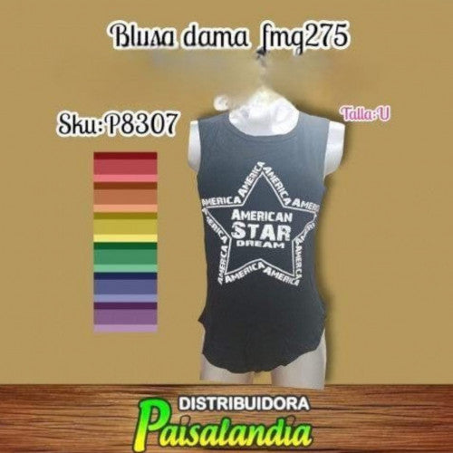 Blusa dama siza cuello pegatina sublimada fmg275 (DC)