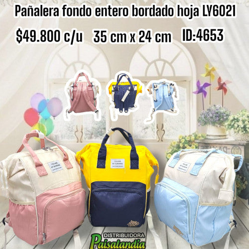 Pañalera fina fondo entero bordado hoja LY6021 (UND)