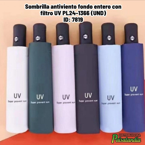 Sombrilla antiviento fondo entero con filtro UV PL24-1366 (UND)