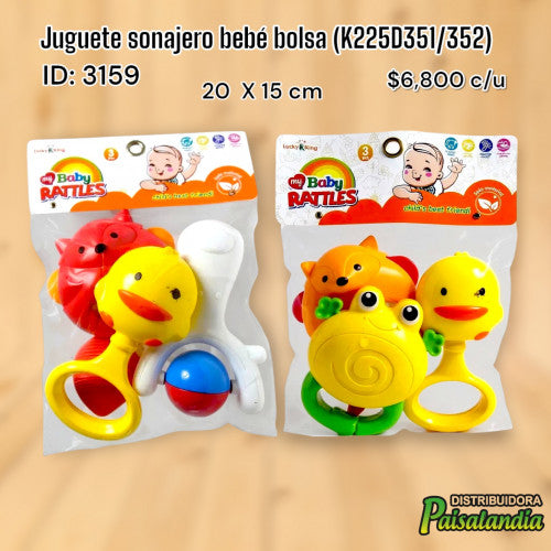 Juguete sonajero bebé bolsa (K225D351/352) (UND)