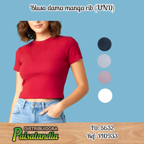 Blusa dama manga rib (UND)