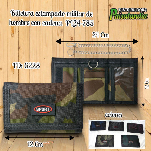 Billetera estampado militar de hombre con cadena PL24-785 (UND)