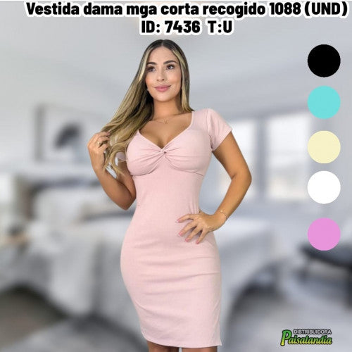Vestida dama mga corta recogido 1088 (UND)