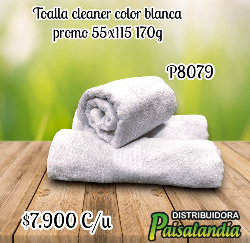 Toalla cleaner color blanca promo 55x115 170g