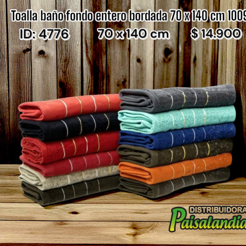 Toalla baño fondo entero bordada 70 x 140 cm 1009 (UND)