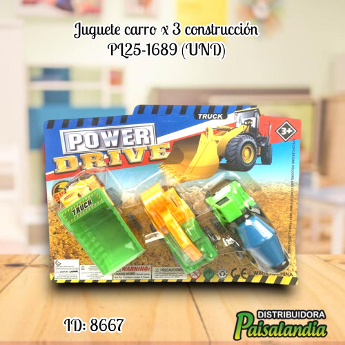 Juguete carro x 3 construcción PL25-1689 (UND)