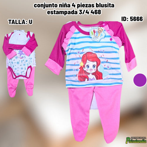 conjunto niña 4 piezas blusita estampada 3/4 468 (UND)