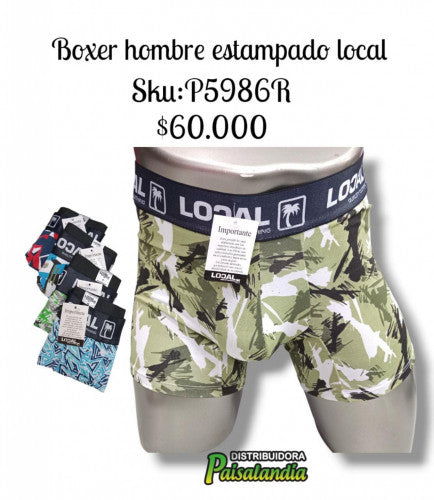 Bóxer local estampado hombre