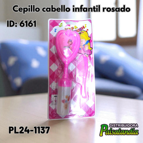 Cepillo cabello infantil rosado PL24-1137 (UND)