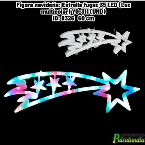 Figura navideña: Estrella fugaz 35 LED (Luz multicolor) YG-311 (UND)