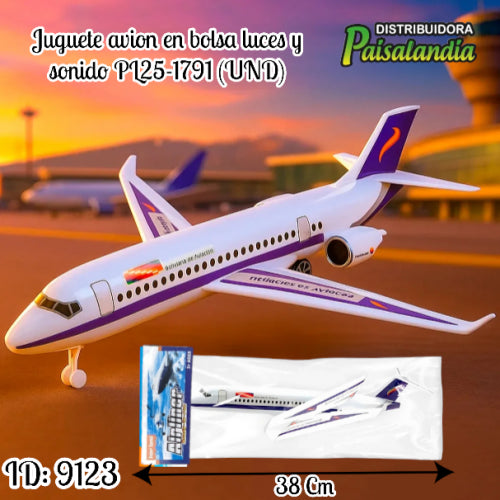 Juguete avion en bolsa luces y sonido PL25-1791 (UND)