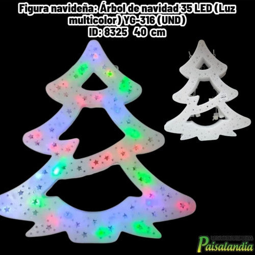 Figura navideña: Árbol de navidad 35 LED (Luz multicolor) YG-316 (UND)