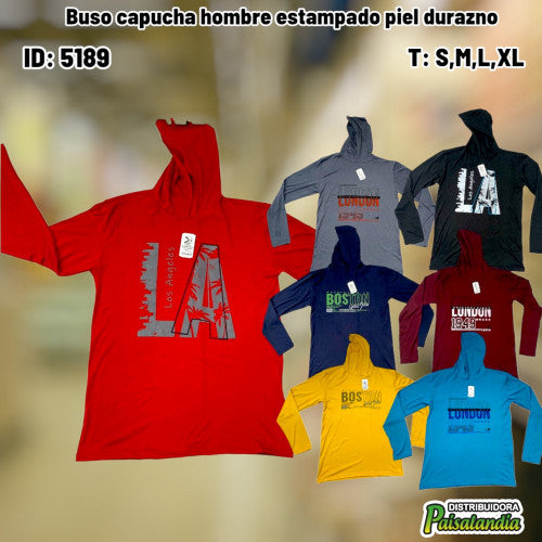 Buso capucha hombre estampado piel durazno (UND)