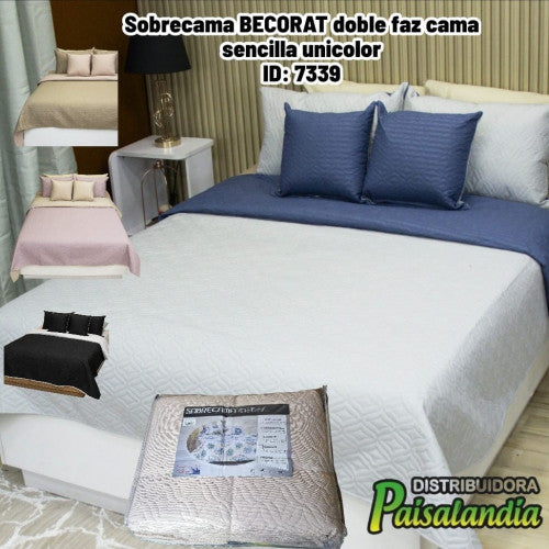 Sobrecama BECORAT doble faz cama sencilla unicolor