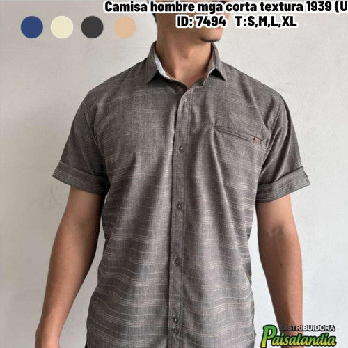 Camisa hombre mga corta textura 1939 (UND)