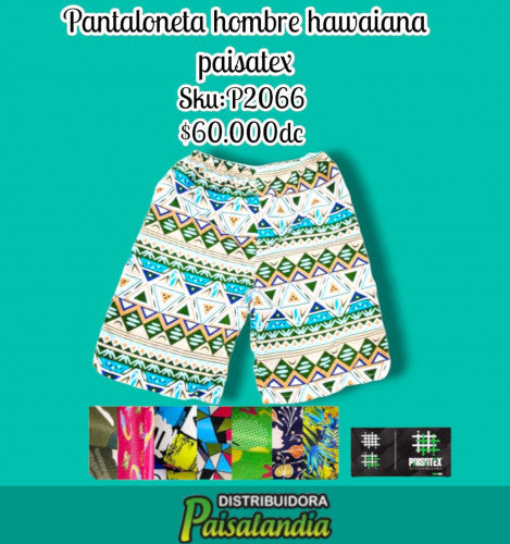 Pantaloneta hombre hawaiana paisatex ptx1-15-93hw