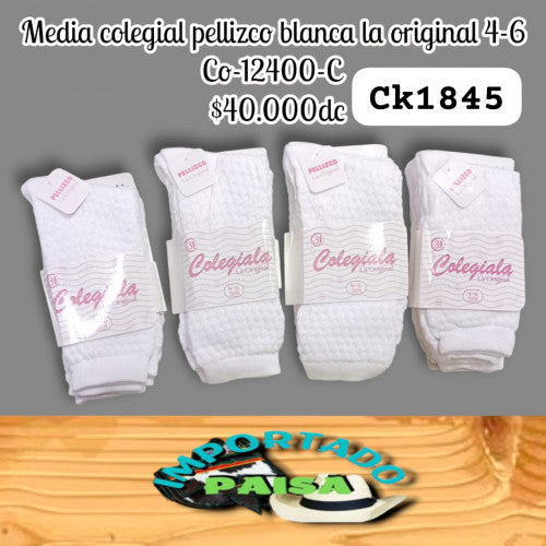 Media colegial pellizco blanca 4-6 CO-12400-C