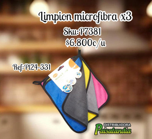 Limpión colores surtidos x3 unidades PL24-331 (UND)