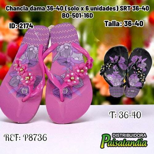 Chancla dama 36-40 SRT 36-40 BO-501-16D (SOLO VENTA X 6 UNIDADES)