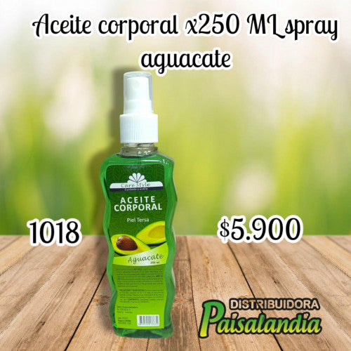 Aceite corporal x250 ml tapa aguacate (UND)