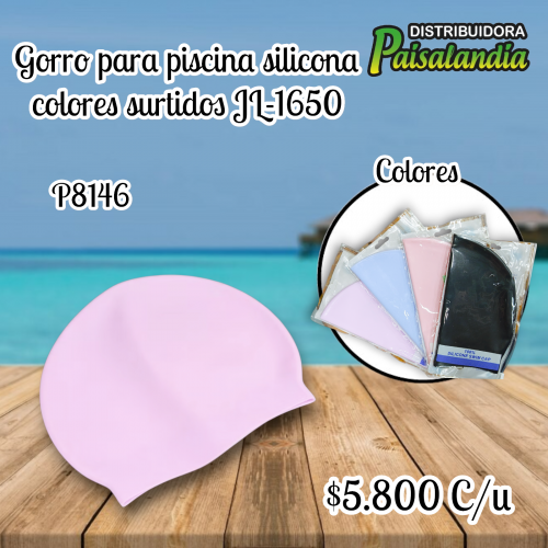 Gorro para piscina silicona colores surtidos JL-1650 (UND)