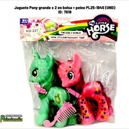 Juguete Pony grande x 2 en bolsa + peine PL25-1845 (UND)