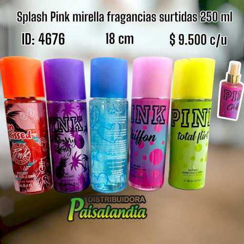 Splash pink mirella fragancias surtidas 250 ml (UND)