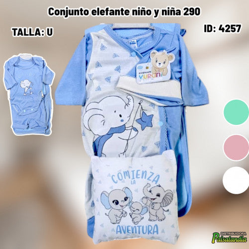 Conjunto elefante niño y niña 290 (UND)