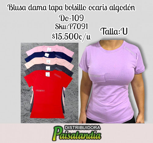 Blusa Dama Tapa Bolsillo Ocaris DO-109