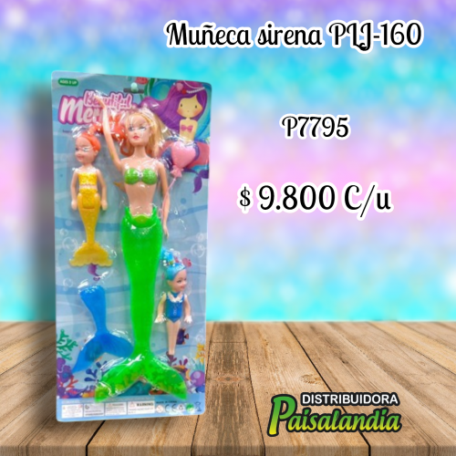 Muñeca sirena con luz PLJ-158