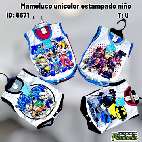 Mameluco unicolor estampado niño (DC)
