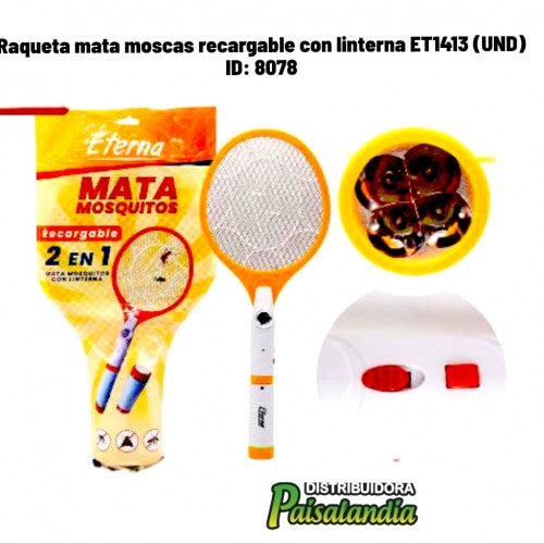 Raqueta mata moscas recargable con linterna ET1413 (UND)