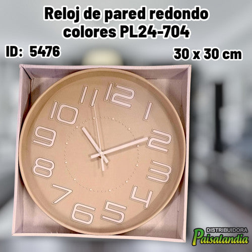 Reloj de pared redondo colores PL24-704 (UND)