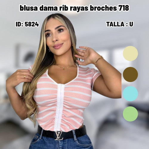 Blusa dama rib rayas broches 718 (UND)