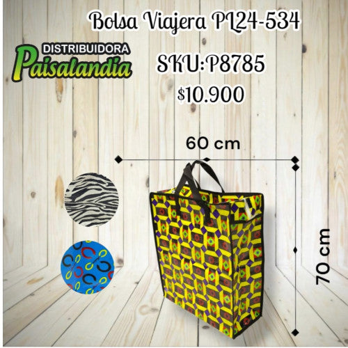 Bolsa viajera 60x70 cm estampados surtidos PL24-534 (UND)