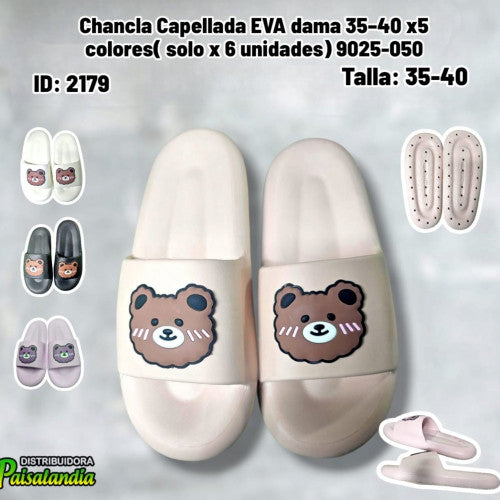 Chancla Capellada EVA dama 35-40 x5 colores 9025-050 ( SOLO VENTA X 6 UNIDADES)