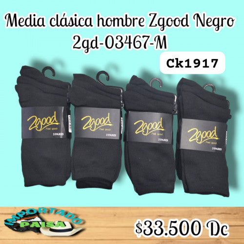 Media clasica hombre Zgood negra 2GD-03467-M