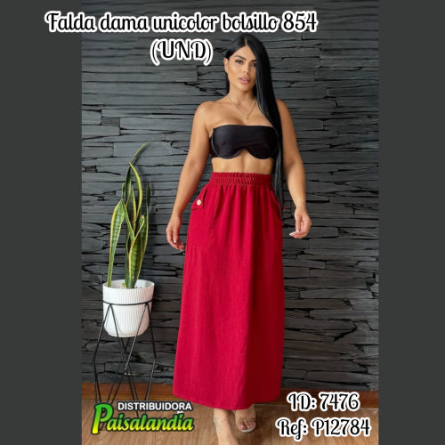 Falda dama unicolor bolsillo 854 (UND)