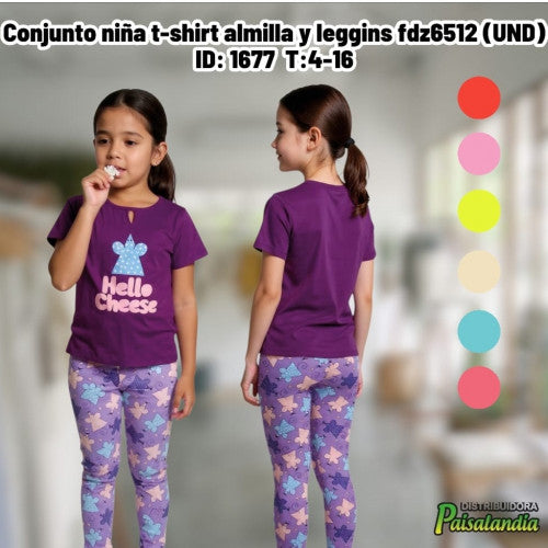 Conjunto niña t-shirt almilla y leggins fdz6512 (UND)