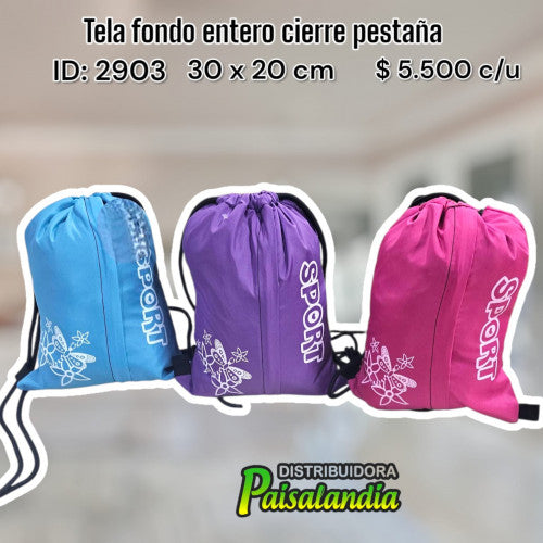 Tula fondo entero cierre pestaña (UND)