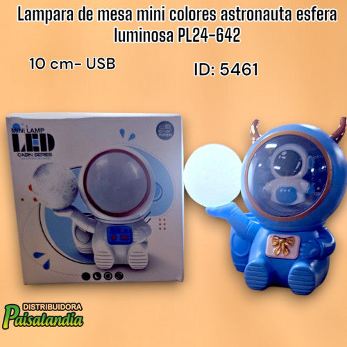 Lampara de mesa mini colores astronauta esfera luminosa PL24-642 (UND)