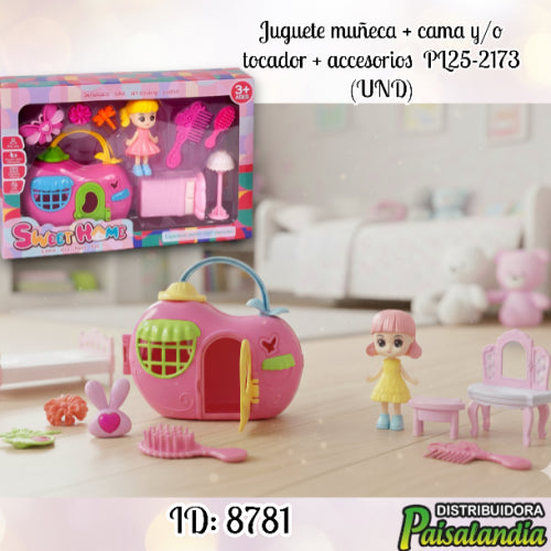 Juguete muñeca + carro + accesorios PL25-2173 (UND)