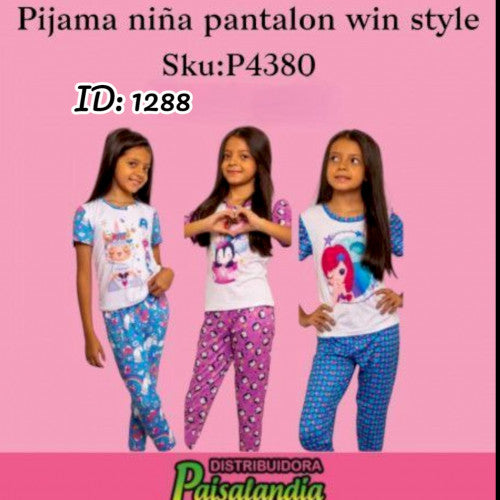 Pijama niña pantalon sublimado win style kids (UND)