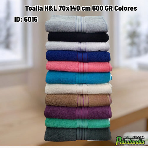 Toalla H&L 70x140 cm 600 GR Colores (UND)