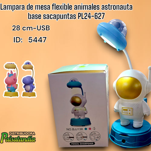Lampara de mesa flexible animales astronauta base sacapuntas PL24-627 (UND)