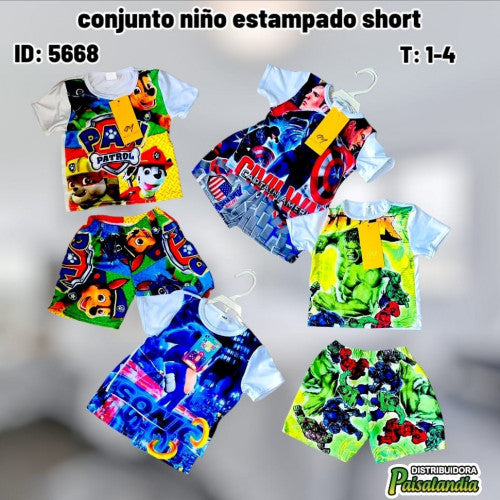 conjunto niño estampado short (DC)