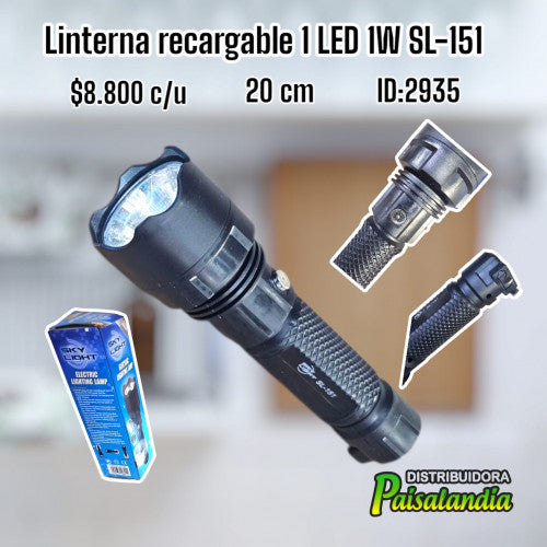 Linterna recargable 1 LED 1W SL-151 (UND)